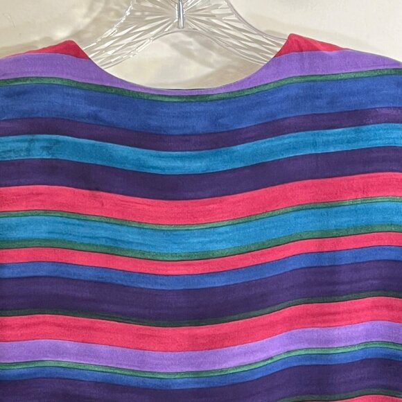 Vtg Talbots Silk Button Blouse Size 10 Petite Multicolor Retro 80s Artsy Unique - Picture 4 of 9